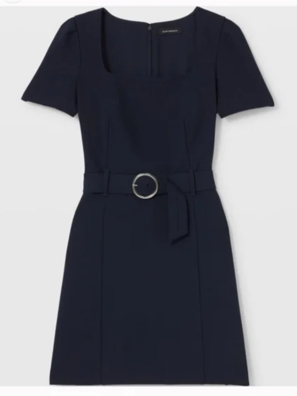 Club Monaco Navy Square-Neck Belted Work Dress